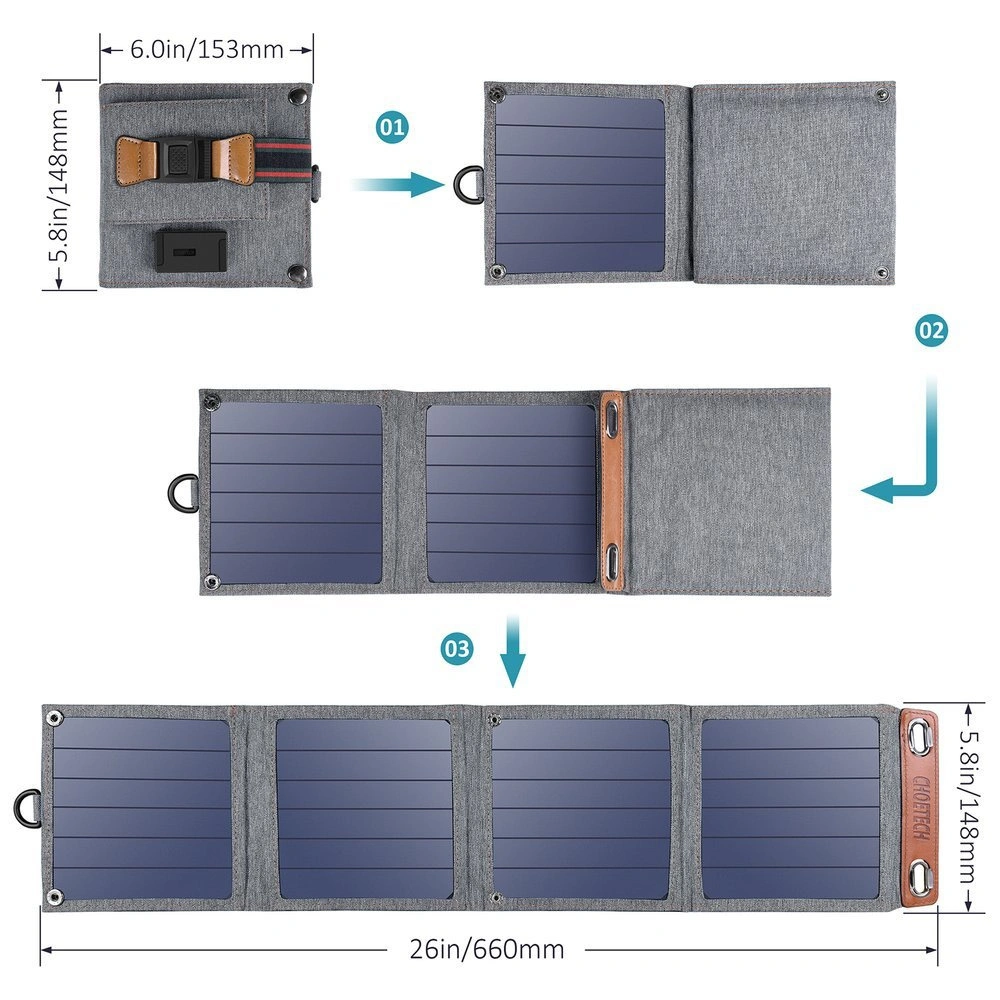 Hurtownia GSM - Încărcător solar Choetech SC004 USB-A 14W pliabil gri - CHT80 - {ean13} - Hurt