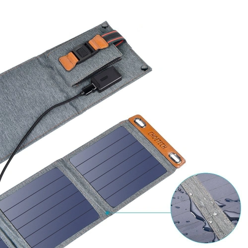 Ładowarka solarna Choetech SC004 USB-A 14W rozkładana szara