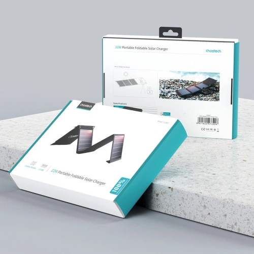 Ładowarka solarna Choetech SC005 22W rozkładana 2xUSB-A czarna