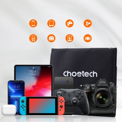 Ładowarka solarna Choetech SC005 22W rozkładana 2xUSB-A czarna