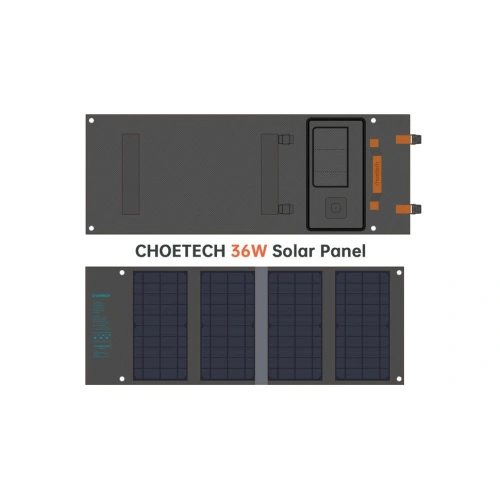 Ładowarka solarna Choetech SC006 USB-A, USB-C 36W QC PD szara