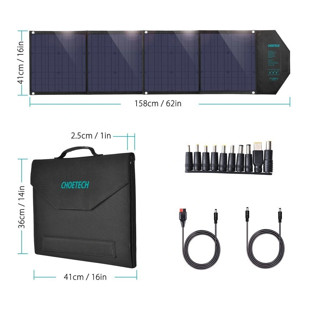Hurtownia GSM - Solární nabíječka Choetech SC007 80W skládací DC, USB-C, 2xUSB-A PD, QC černá - CHT83 - {ean13} - Hurt