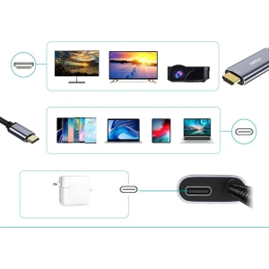 Hurtownia GSM - Adapter HUB Choetech XCH-M18GY USB-C/HDMI 4K - USB-C PD pentru MacBook/PC 1.8m gri - CHT84 - {ean13} - Hurt