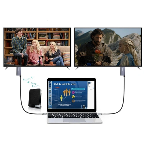 Adapter HUB Choetech XCH-M18GY USB-C/HDMI 4K - USB-C PD do MacBook/PC 1.8m szary