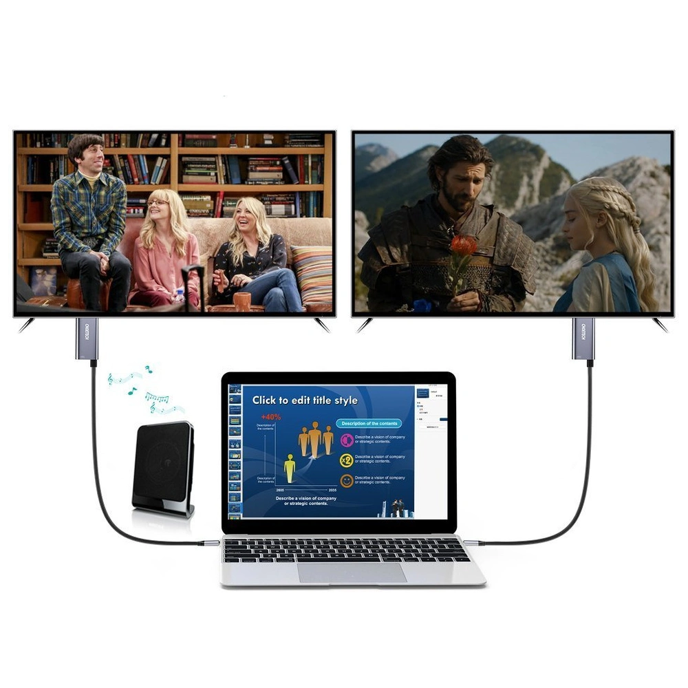 Hurtownia GSM - Adaptér HUB Choetech XCH-M18GY USB-C/HDMI 4K - USB-C PD pro MacBook/PC 1.8m šedý - CHT84 - {ean13} - Hurt