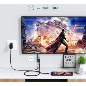 Hurtownia GSM - Adapter HUB Choetech XCH-M18GY USB-C/HDMI 4K - USB-C PD pentru MacBook/PC 1.8m gri - CHT84 - {ean13} - Hurt