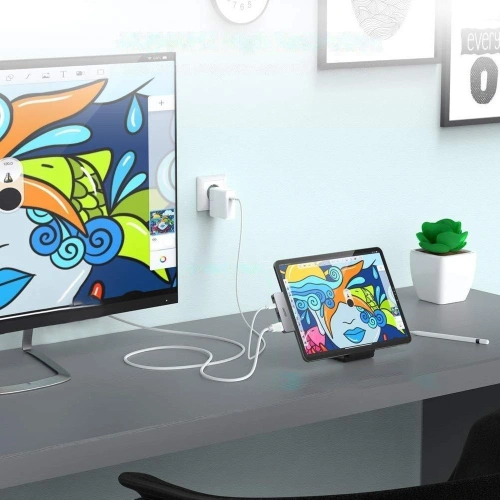 Adapter HUB Choetech HUB-M13 4w1 USB-C 60W PD czarny