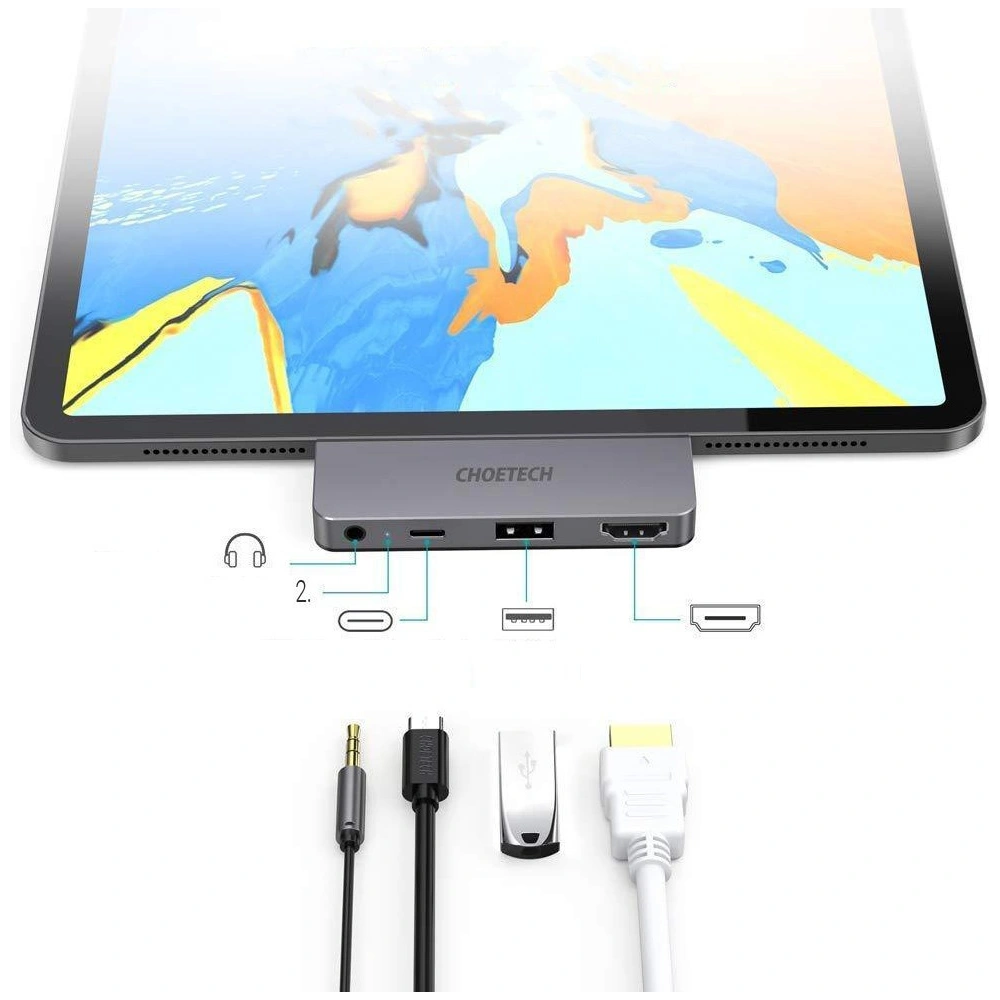 Hurtownia GSM - Adaptér HUB Choetech HUB-M13 4w1 USB-C 60W PD černý - CHT90 - {ean13} - Hurt