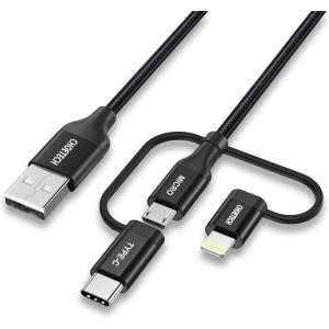 Hurtownia GSM - Kabel Choetech IP0030-BK 3w1 USB-A/MFI Lightning - USB-C - microUSB 1,2 m schwarz - CHT91 - {ean13} - Hurt