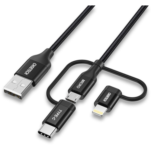 Choetech Distributor - 6971824971620 - CHT91 - Choetech IP0030-BK 3in1 USB-A/MFI Lightning - USB-C - microUSB Cable 1,2 m black - B2B homescreen