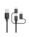 Hurtownia GSM - Kábel Choetech IP0030-BK 3w1 USB-A/MFI Lightning - USB-C - microUSB 1,2 m fekete - CHT91 - {ean13} - Hurt