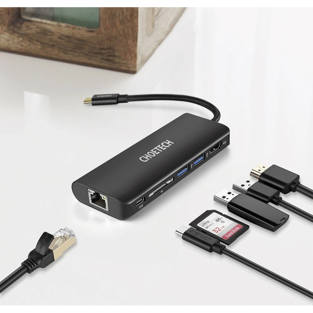 Hurtownia GSM - Adaptér HUB Choetech HUB-M05 6v1 USB-C 100W PD černý - CHT92 - {ean13} - Hurt