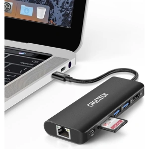 Hurtownia GSM - Adapter HUB Choetech HUB-M05 6w1 USB-C 100W PD negru - CHT92 - {ean13} - Hurt