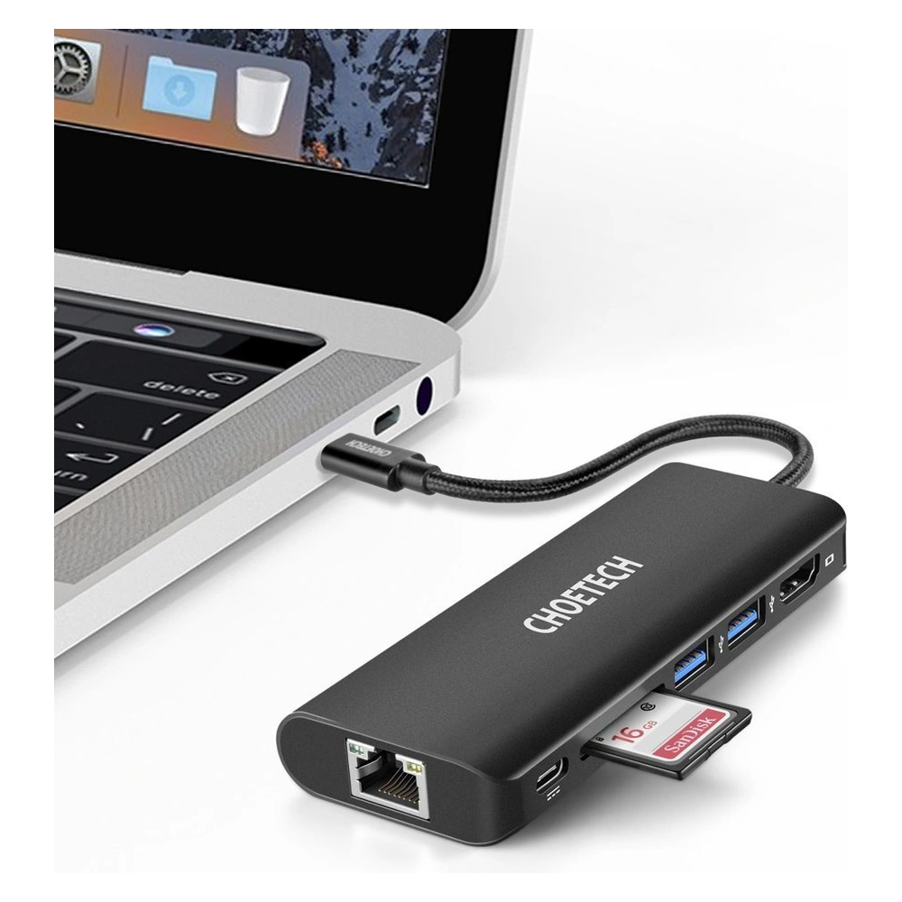 Hurtownia GSM - Adaptér HUB Choetech HUB-M05 6v1 USB-C 100W PD černý - CHT92 - {ean13} - Hurt