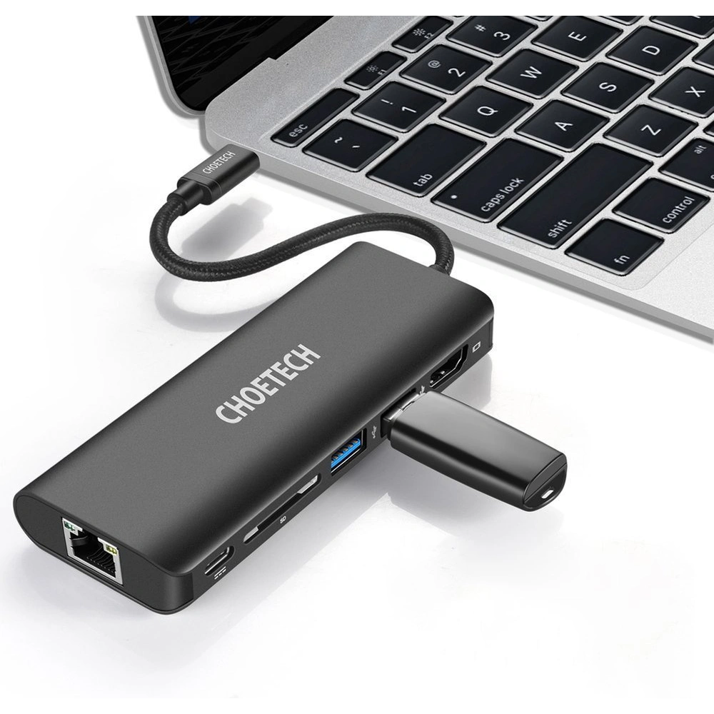 Hurtownia GSM - Adaptér HUB Choetech HUB-M05 6v1 USB-C 100W PD černý - CHT92 - {ean13} - Hurt