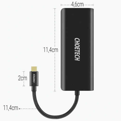 Adapter HUB Choetech HUB-M05 6w1  USB-C 100W PD czarny