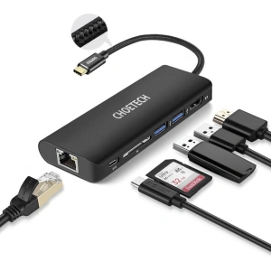 Hurtownia GSM - Adapter HUB Choetech HUB-M05 6w1 USB-C 100W PD negru - CHT92 - {ean13} - Hurt