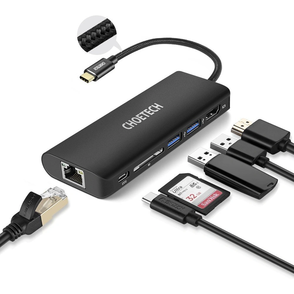 Hurtownia GSM - Adaptér HUB Choetech HUB-M05 6v1 USB-C 100W PD černý - CHT92 - {ean13} - Hurt