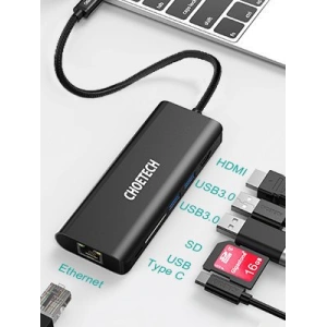 Hurtownia GSM - Adapter HUB Choetech HUB-M05 6w1 USB-C 100W PD negru - CHT92 - {ean13} - Hurt