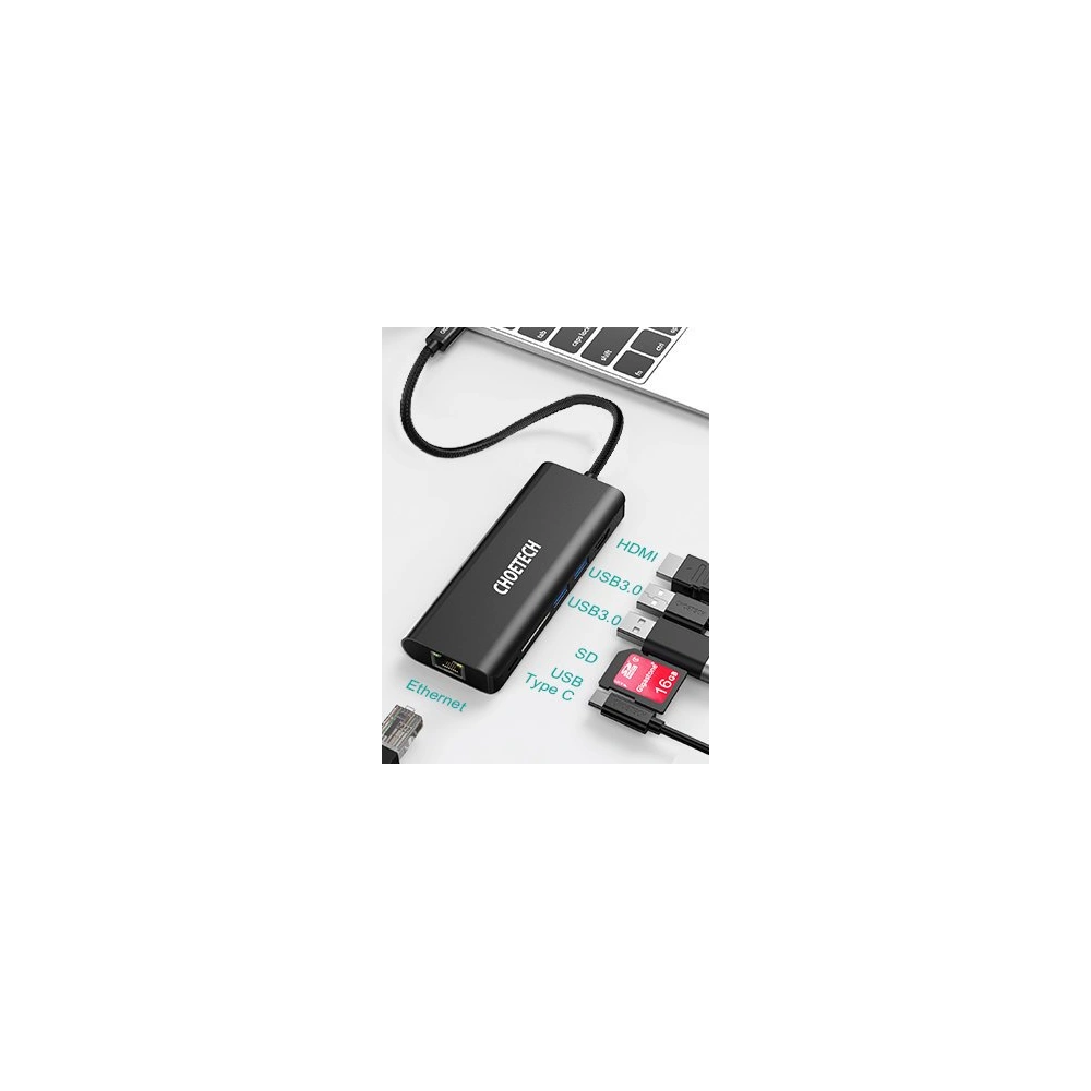 Hurtownia GSM - Adaptér HUB Choetech HUB-M05 6v1 USB-C 100W PD černý - CHT92 - {ean13} - Hurt