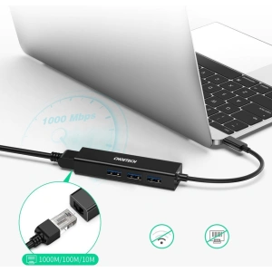 Hurtownia GSM - Adaptor HUB Choetech HUB-U02BK 4w1 USB-C/3x USB 3.0 - RJ-45 gri - CHT94 - {ean13} - Hurt