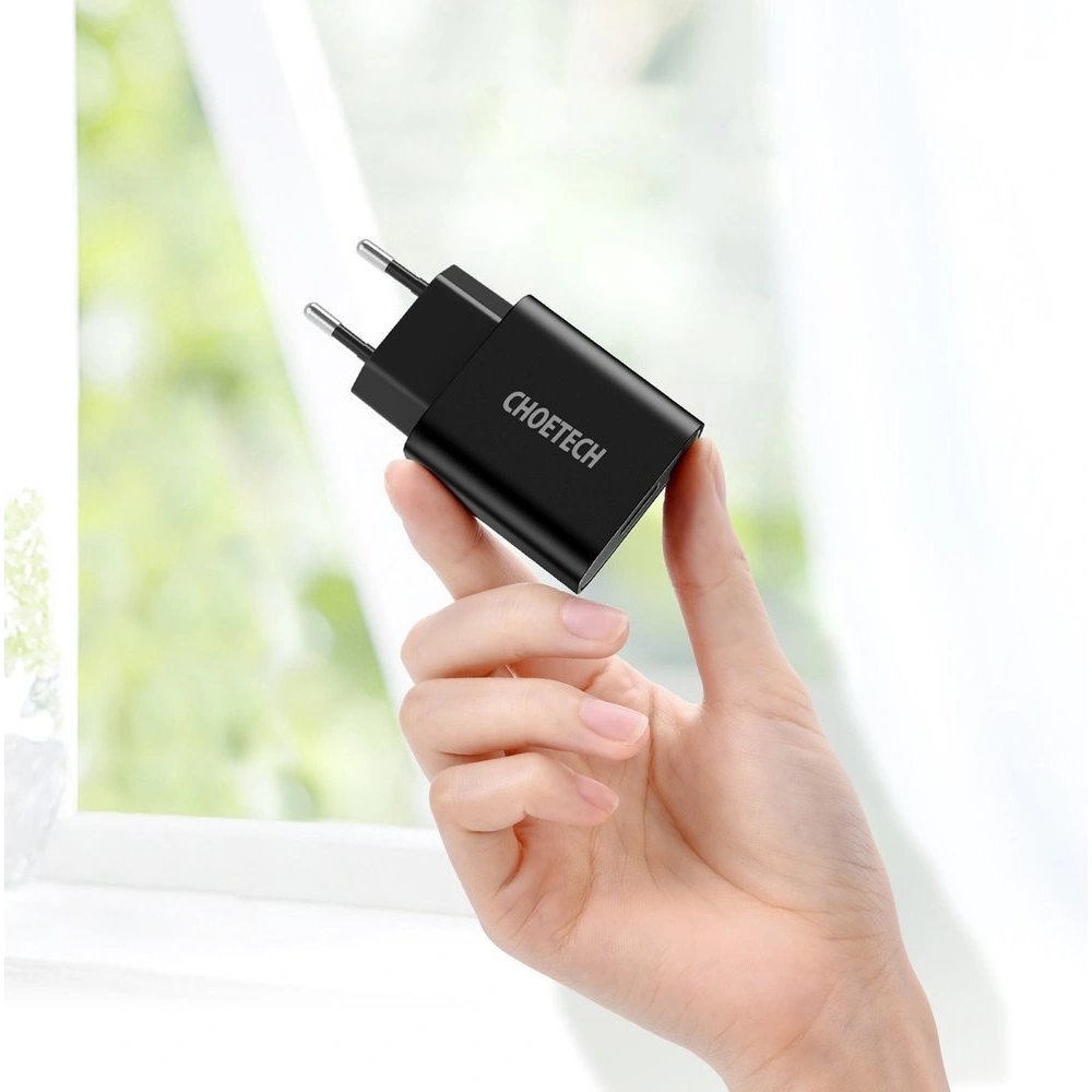 Hurtownia GSM - Hálózati töltő Choetech Q5003 QC3.0 18W 3A + USB-A/USB-C 1m fekete kábel - CHT96 - {ean13} - Hurt