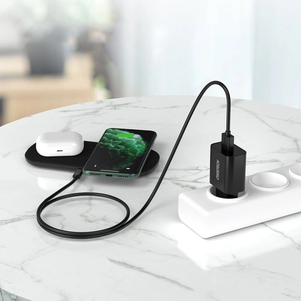 Hurtownia GSM - Hálózati töltő Choetech Q5003 QC3.0 18W 3A + USB-A/USB-C 1m fekete kábel - CHT96 - {ean13} - Hurt