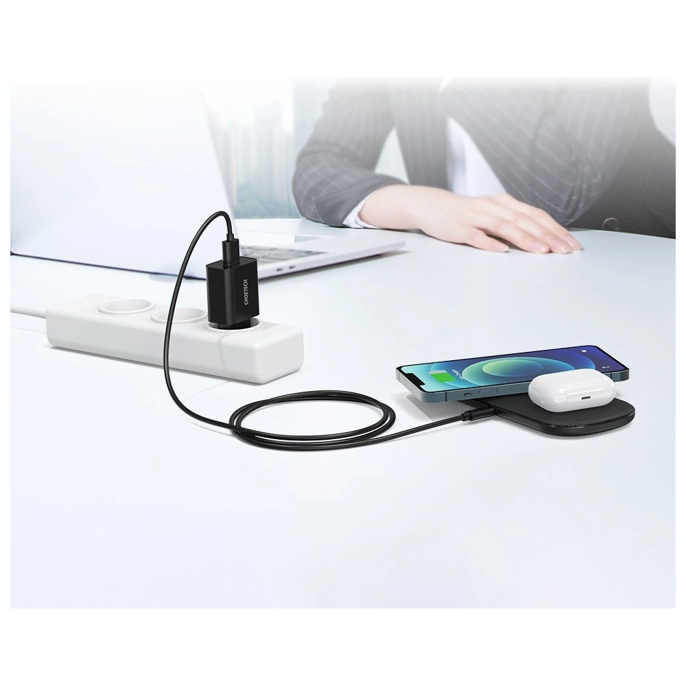Hurtownia GSM - Hálózati töltő Choetech Q5003 QC3.0 18W 3A + USB-A/USB-C 1m fekete kábel - CHT96 - {ean13} - Hurt