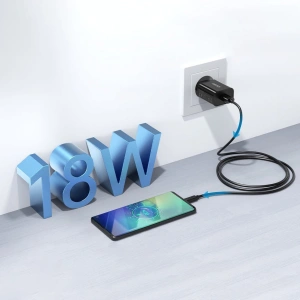 Hurtownia GSM - Încărcător de rețea Choetech Q5003 QC3.0 18W 3A + cablu USB-A/USB-C 1m negru - CHT96 - {ean13} - Hurt