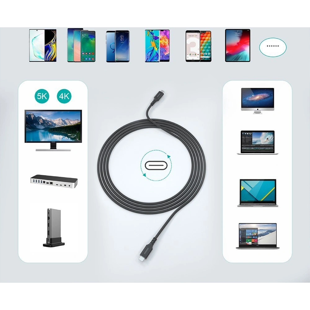 Hurtownia GSM - Kabel Choetech XCC-1007 USB-C/USB-C 3.2 Gen 2 100W PD 2m černý - CHT97 - {ean13} - Hurt
