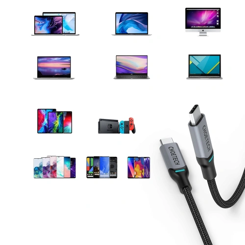 Kabel Choetech MIX00073 USB-C/USB-C PD 100W 5A 1,8m czarny [2 PACK]