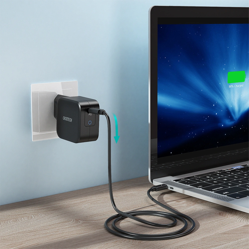 Hurtownia GSM - Síťová nabíječka Choetech Q6006 GaN USB-C 60W PD + kabel USB-C/USB-C 1,8m černý - CHT101 - {ean13} - Hurt