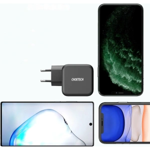 Hurtownia GSM - Încărcător de rețea Choetech Q6006 GaN USB-C 60W PD + cablu USB-C/USB-C 1,8m negru - CHT101 - {ean13} - Hurt
