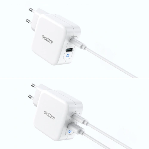 Ładowarka sieciowa Choetech PD8002 GaN USB-C PD USB-A QC 3.0 65W 3,25A biały