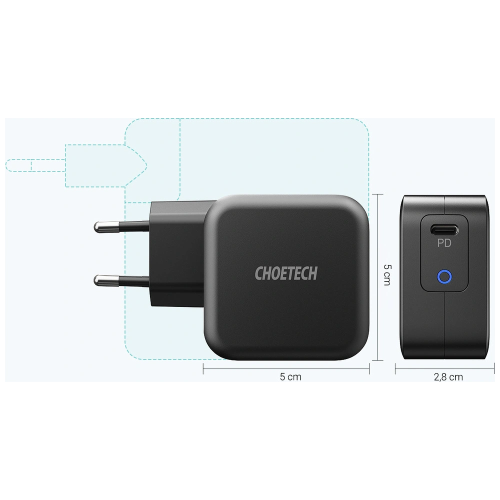 Hurtownia GSM - Nabíječka Choetech Q6006 GaN USB-C 61W 3A PD černá - CHT104 - {ean13} - Hurt