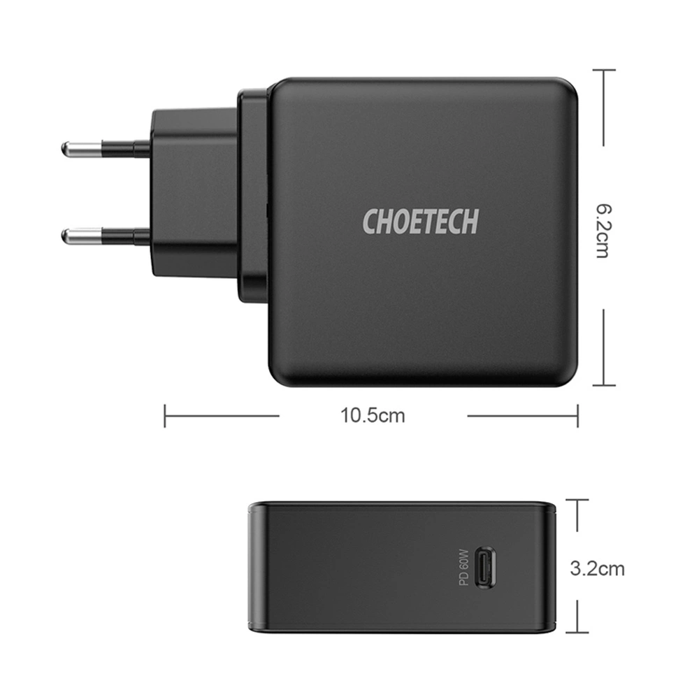 Hurtownia GSM - Nabíječka Choetech Q4004-EU USB-C PD 60W 3A černá - CHT105 - {ean13} - Hurt