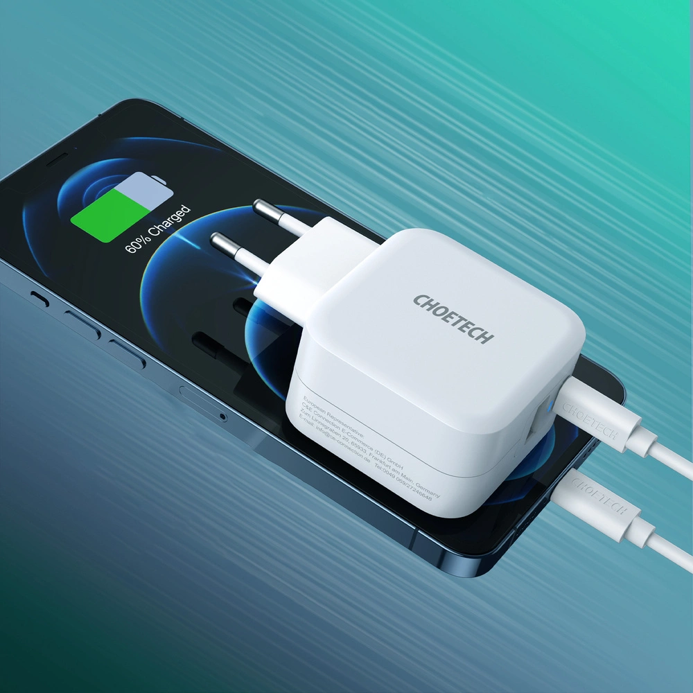 Hurtownia GSM - Încărcător de rețea Choetech PD5002-EU QC PD 38W 5A USB-C + USB-A alb - CHT106 - {ean13} - Hurt