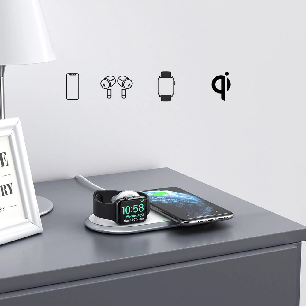 Hurtownia GSM - Vezeték nélküli töltő Choetech T317 Qi 2w1 okostelefonokhoz/Apple Watch-hoz állványos (MFI) USB-C fehér - CHT107 - {ean13} - Hurt