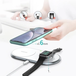 Hurtownia GSM - Vezeték nélküli töltő Choetech T317 Qi 2w1 okostelefonokhoz/Apple Watch-hoz állványos (MFI) USB-C fehér - CHT107 - {ean13} - Hurt