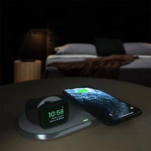 Hurtownia GSM - Vezeték nélküli töltő Choetech T317 Qi 2w1 okostelefonokhoz/Apple Watch-hoz állványos (MFI) USB-C fehér - CHT107 - {ean13} - Hurt
