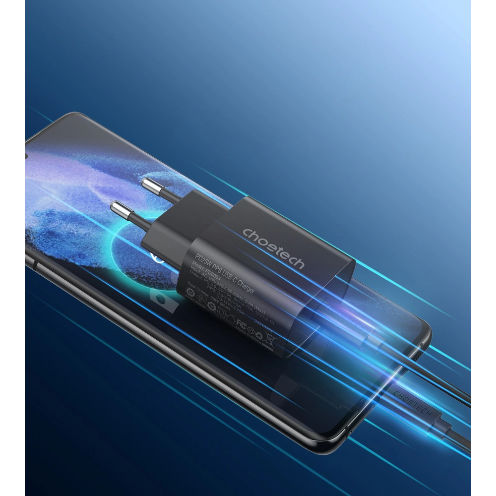 Hurtownia GSM - Încărcător de rețea Choetech PD6003 USB-C 25W PPS PD negru - CHT110 - {ean13} - Hurt