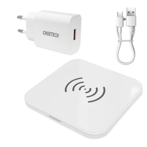 Hurtownia GSM - Încărcător wireless Choetech T511-S Qi 10W negru + încărcător de rețea Q5003 18W alb + cablu USB-A/microUSB 1,2m alb - CHT113 - {ean13} - Hurt