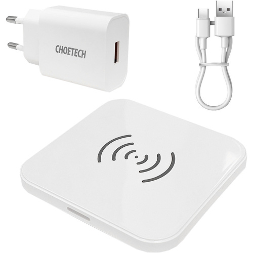 Choetech Distributor - 6932112100184 - CHT113 - Choetech T511-S Wireless Charger Qi 10W black + Wall Charger Q5003 18W white + USB-A/microUSB Cable 1,2m white - B2B homescreen