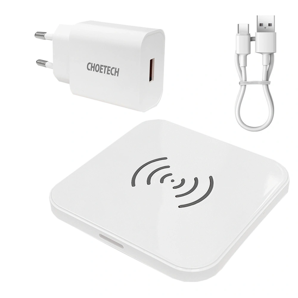 Hurtownia GSM - Kabelloses Ladegerät Choetech T511-S Qi 10W schwarz + Netzladegerät Q5003 18W weiß + USB-A/microUSB Kabel 1,2m weiß - CHT113 - {ean13} - Hurt