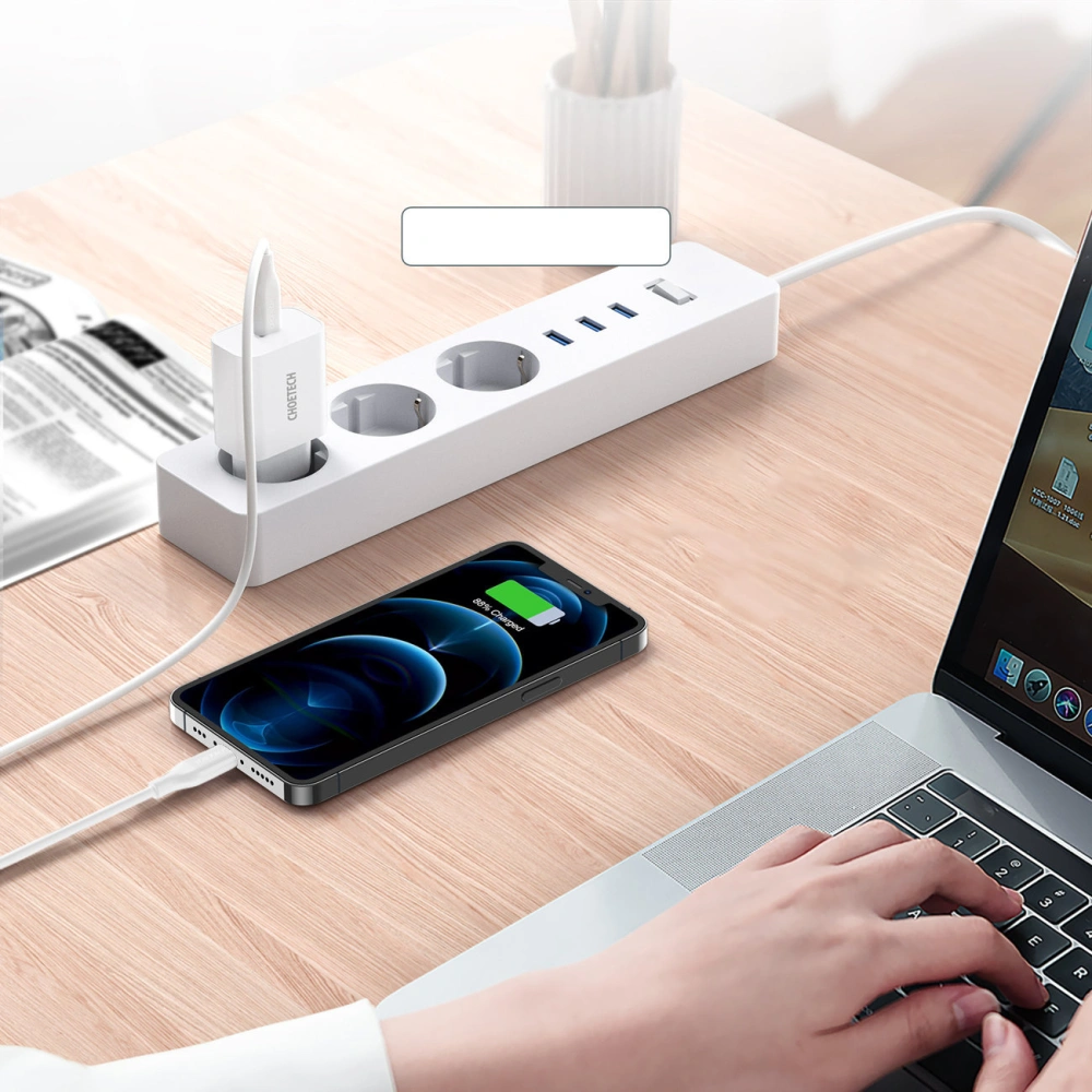 Wholesale Choetech Q5004-V2-EU-CLWH Wall Charger USB-C 20W PD 3A + USB-C/Lightning MFI Cable 1,2m white - CHT114 - {ean13} - Hurt