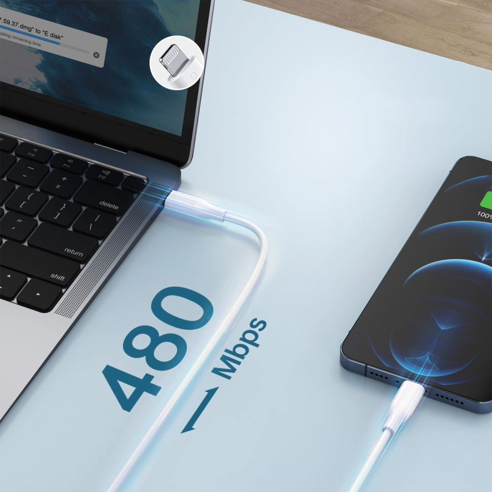 Hurtownia GSM - Încărcător de rețea Choetech Q5004-V2-EU-CLWH USB-C 20W PD 3A + cablu USB-C/Lightning MFI 1,2m alb - CHT114 - {ean13} - Hurt