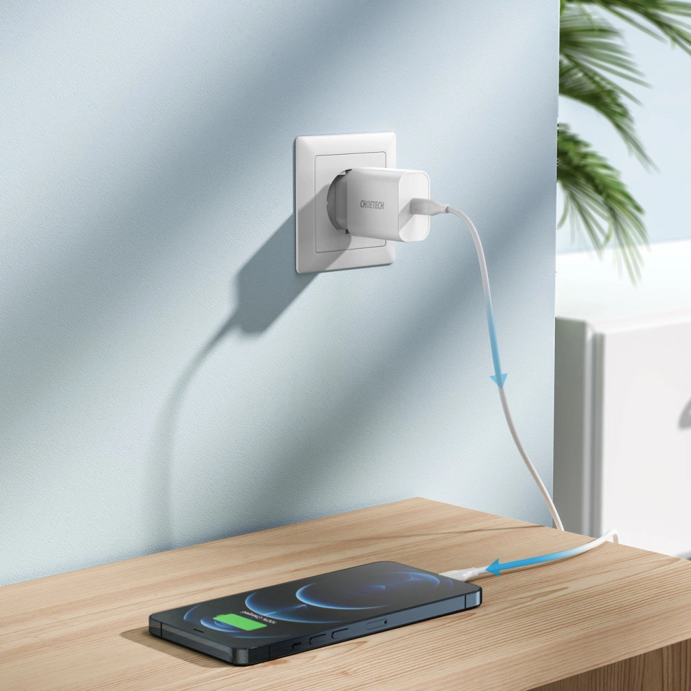 Wholesale Choetech Q5004-V2-EU-CLWH Wall Charger USB-C 20W PD 3A + USB-C/Lightning MFI Cable 1,2m white - CHT114 - {ean13} - Hurt