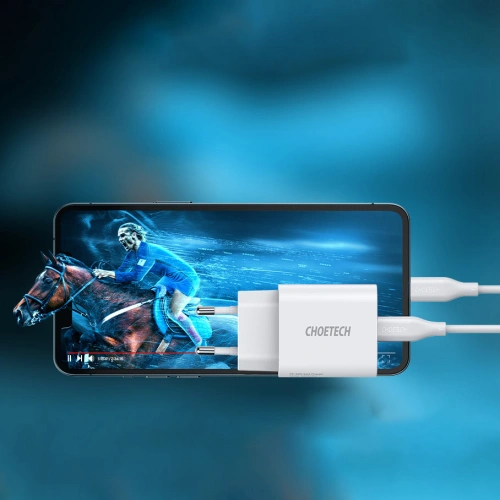 Ładowarka sieciowa Choetech Q5004-V2-EU-CLWH USB-C 20W PD 3A + kabel USB-C/Lightning MFI 1,2m biały