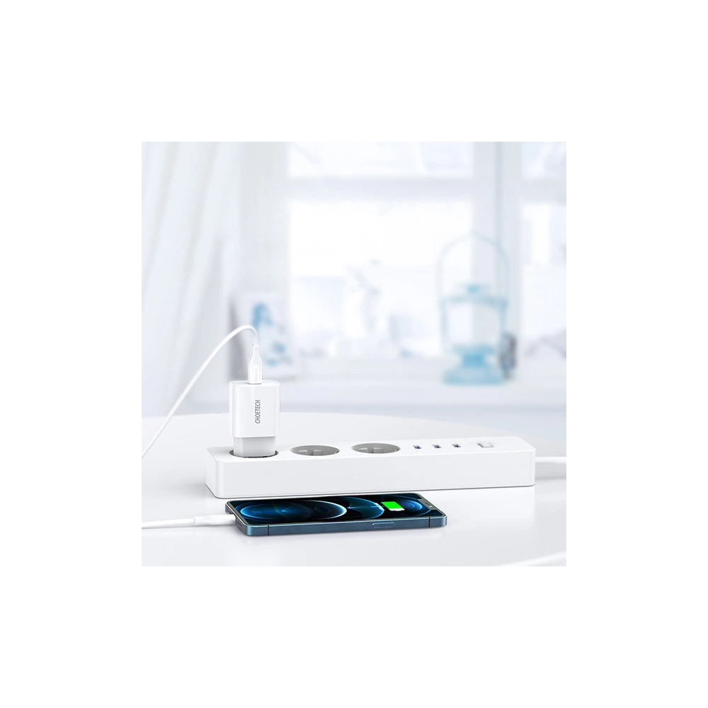 Wholesale Choetech Q5004-V2-EU-CLWH Wall Charger USB-C 20W PD 3A + USB-C/Lightning MFI Cable 1,2m white - CHT114 - {ean13} - Hurt