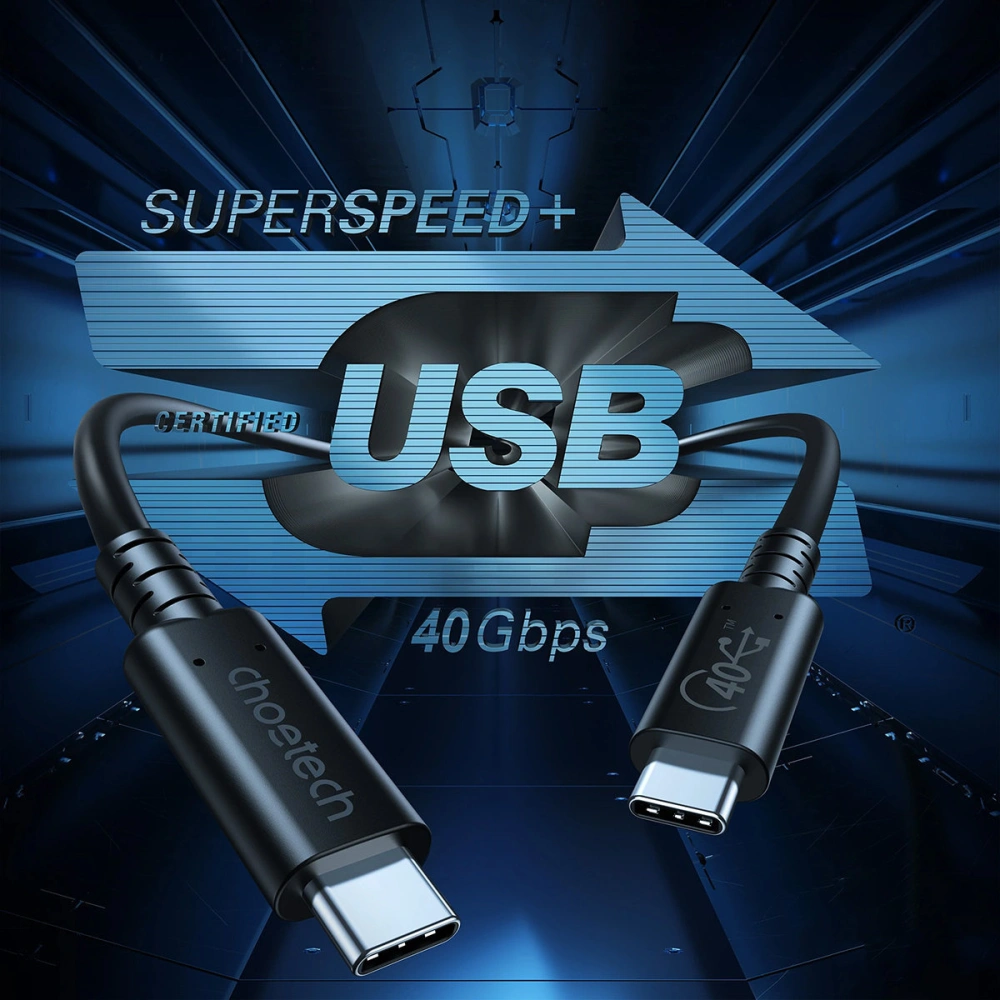 Hurtownia GSM - Kabel Choetech XCC-1028 USB-C/USB-C USB 4 Gen3 100W 40Gbps/8K 0.8m černý - CHT117 - {ean13} - Hurt
